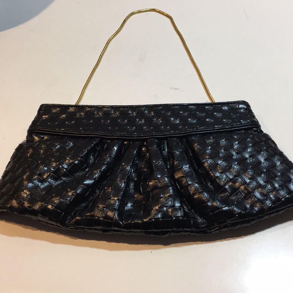 Steve Madden black woven clutch evening bag